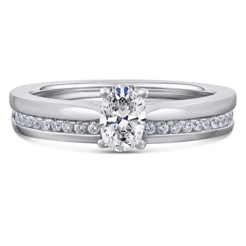 White Gold Diamond Oval Bridal Set - White Amaryllis